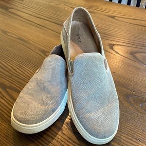 Comfy slip on Olukai reptile print sueded sneakers. Great with skirts, jeans!